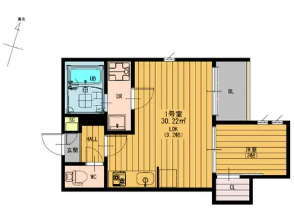REGALEST二本木(1LDK/1階)の間取り写真