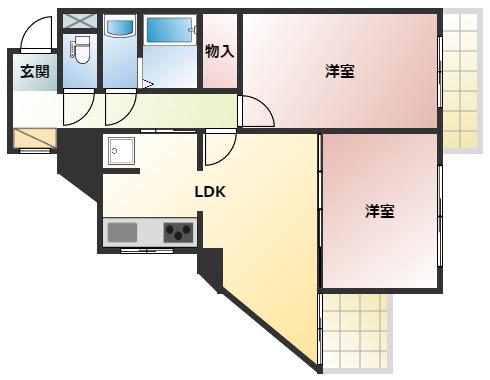 ライオンズマンション西明石(2LDK/7階)の間取り写真