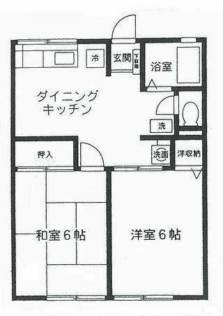 シティハイム 山川ハイツA(2DK/2階)の間取り写真