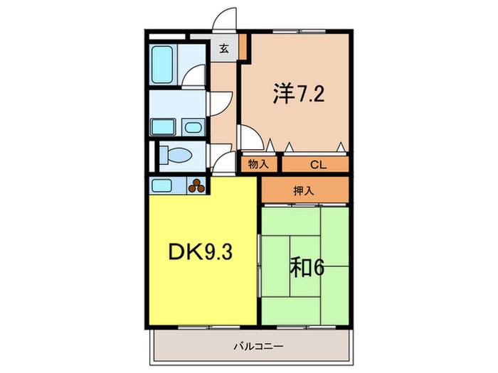 芦屋ライフ(2DK/1階)の間取り写真