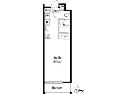 グレンパーク秋葉原イースト(ワンルーム/10階)の間取り写真
