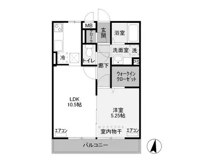 カラーズガーデン(1LDK/2階)の間取り写真
