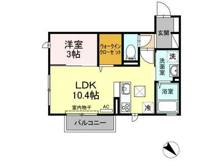 アベニーレ II棟(1LDK/1階)の間取り写真