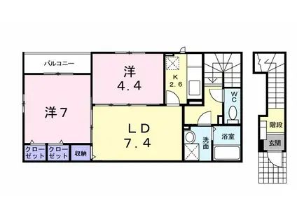 コートドールII(2LDK/2階)の間取り写真