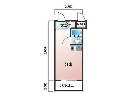 ダイアパレス蒔田第3(ワンルーム/1階)の間取り写真