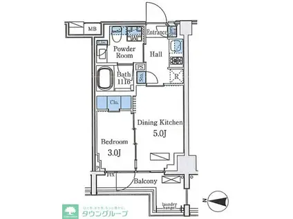 アクアレジデンス錦糸町(1DK/4階)の間取り写真