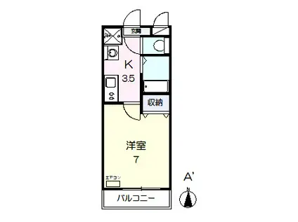 クレセント富町(1K/1階)の間取り写真