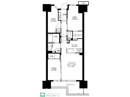 ルネ八王子トレーシア(3LDK/8階)の間取り写真