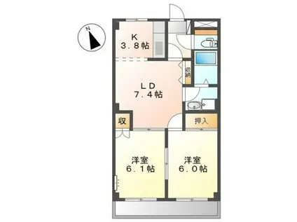 サンパレス(2LDK/2階)の間取り写真