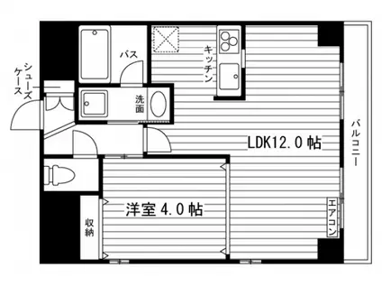 ユニエトワール岡山医大東(1LDK/10階)の間取り写真