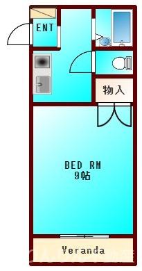 K・Iハイツ(1K/4階)の間取り写真