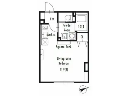 グランパセオ市谷仲之町(ワンルーム/2階)の間取り写真