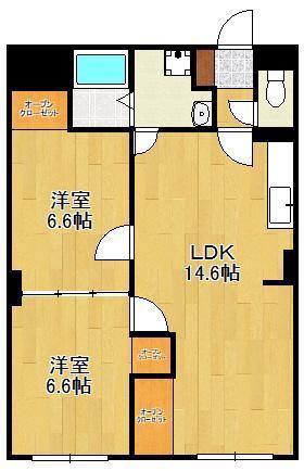 霧ヶ丘コーポラス(2LDK/3階)の間取り写真