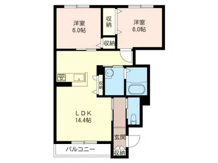 メゾン ミナミ(2LDK/1階)の間取り写真