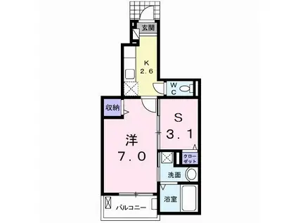 アルコバレーノI(1SK/1階)の間取り写真