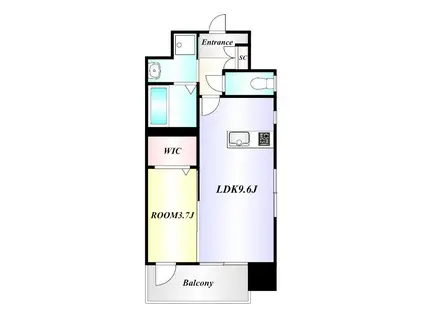 MID TERRACE(1LDK/10階)の間取り写真