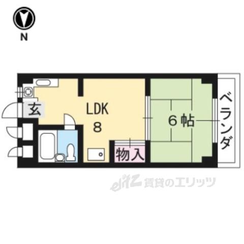 リバーサイド西賀茂(1DK/2階)の間取り写真