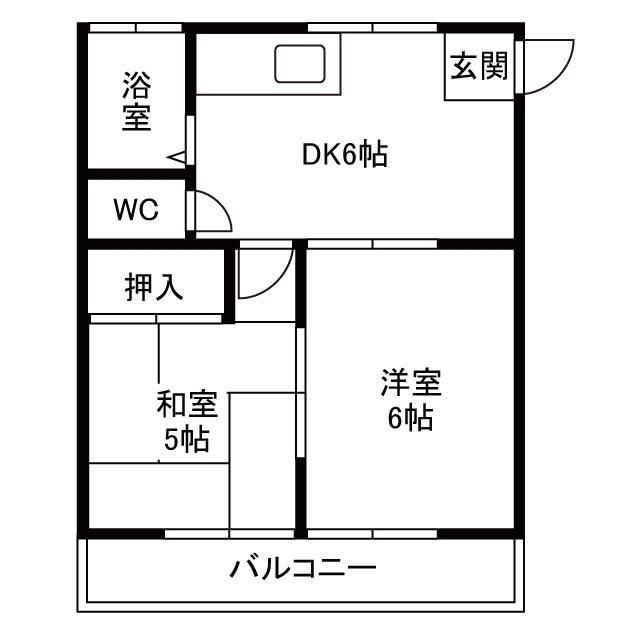 浜竹ユーホーム(2DK/2階)の間取り写真