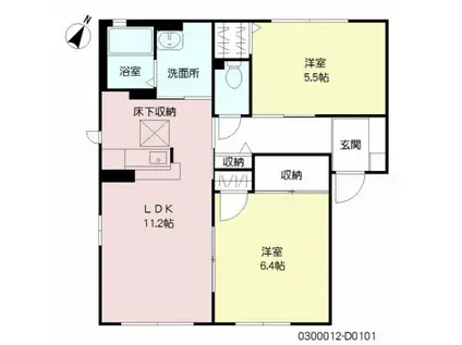 ハーティストN(2LDK/1階)の間取り写真