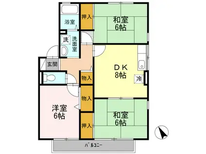 パティオ諏訪A(3DK/1階)の間取り写真