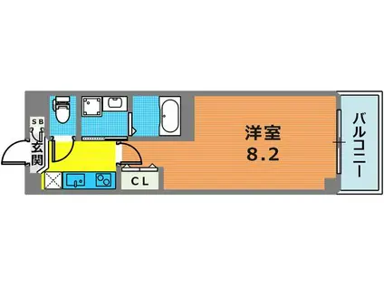 D-SQUARE深江本町(1K/1階)の間取り写真