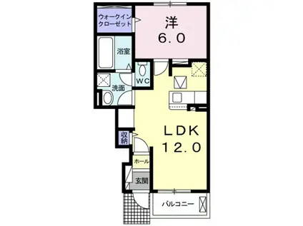 カーサ プリート B(1LDK/1階)の間取り写真