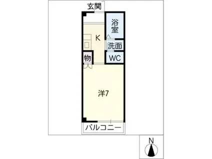 クレール龍美(1K/2階)の間取り写真