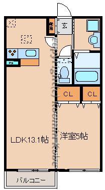エル スルー(1LDK/2階)の間取り写真