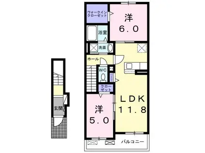 カルムオーシャンブリーズ(2LDK/2階)の間取り写真