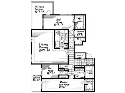 ビバリーホームズ青葉台(3SLDK/1階)の間取り写真