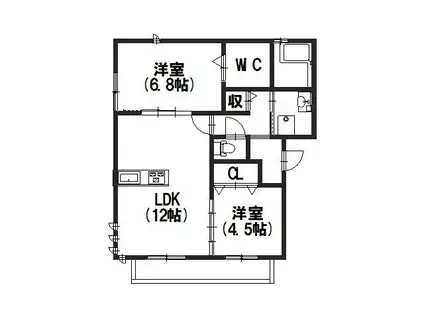 大喜清明館 一号館(2LDK/2階)の間取り写真