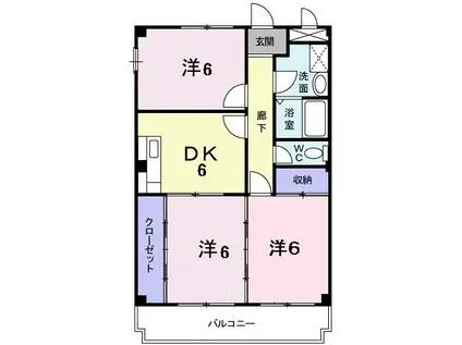 サクセスハイツ(3DK/3階)の間取り写真
