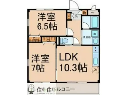 セレーノ左右木(2LDK/1階)の間取り写真