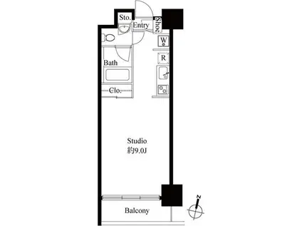 グレンパーク秋葉原イースト(ワンルーム/9階)の間取り写真
