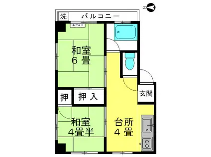 降矢ビル(2DK/4階)の間取り写真