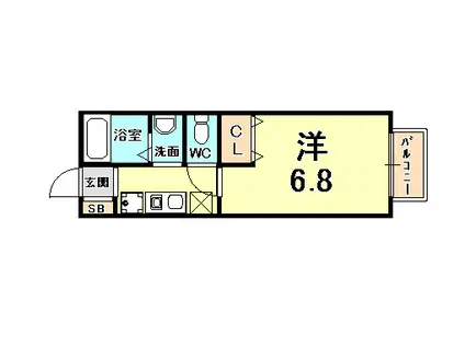 リークス北口(1K/2階)の間取り写真