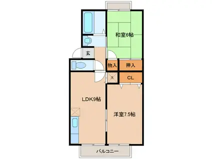 ベルパークK(2LDK/1階)の間取り写真