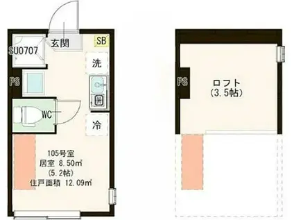 メゾン フルール 小岩駅前(ワンルーム/1階)の間取り写真