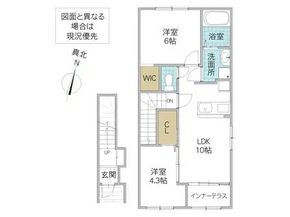 那珂市菅谷字大木内アパート(2LDK/2階)の間取り写真