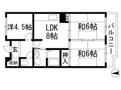アルビス寺本2(3LDK/4階)の間取り写真