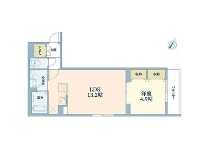 ウェルスクエア渋谷本町(1LDK/2階)の間取り写真