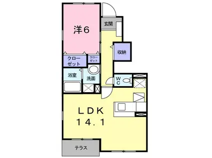 ノートルハウスII(1LDK/1階)の間取り写真