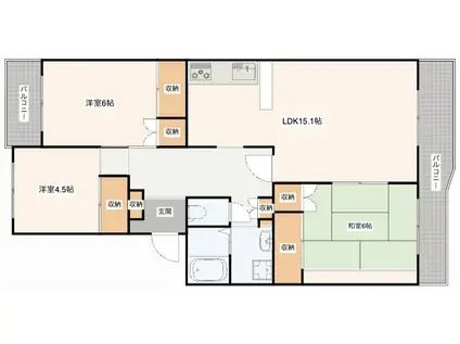 ECLARGE B棟(3LDK/2階)の間取り写真