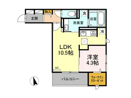 D-ROOMサクランボ(1LDK/1階)の間取り写真