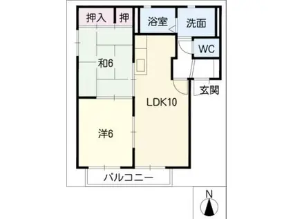 フォーヴル茶屋(2LDK/2階)の間取り写真