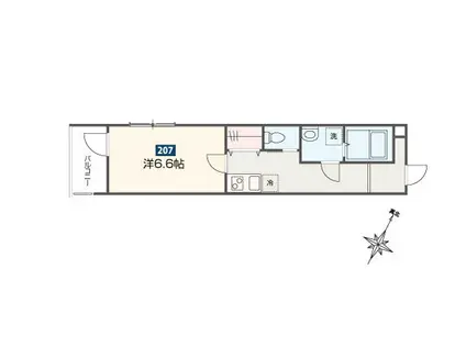 メルディア福生3(1K/2階)の間取り写真