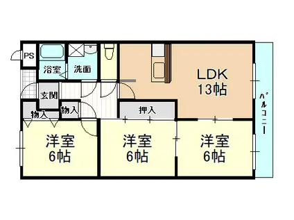 ハイグレイス(3LDK/6階)の間取り写真