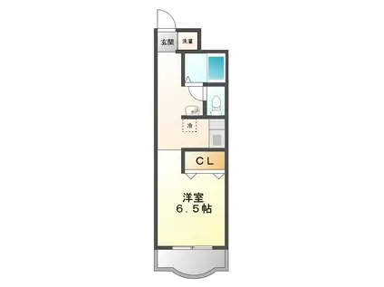 ドミール武庫川(1K/1階)の間取り写真