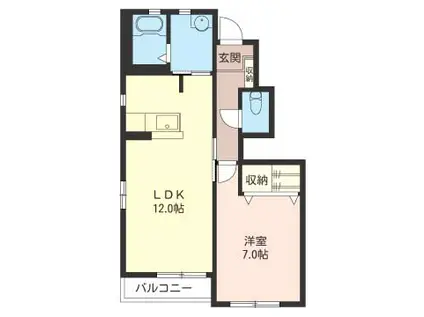 グランメールソシアC(1LDK/1階)の間取り写真