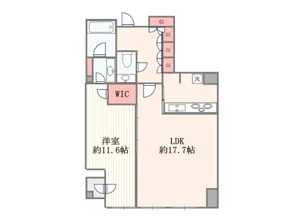 平河町森タワーレジデンス(1LDK/22階)の間取り写真